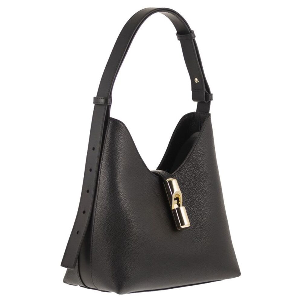 Furla Black Leather Shoulder Bag with Gold Accent - Picture 4 of 11
